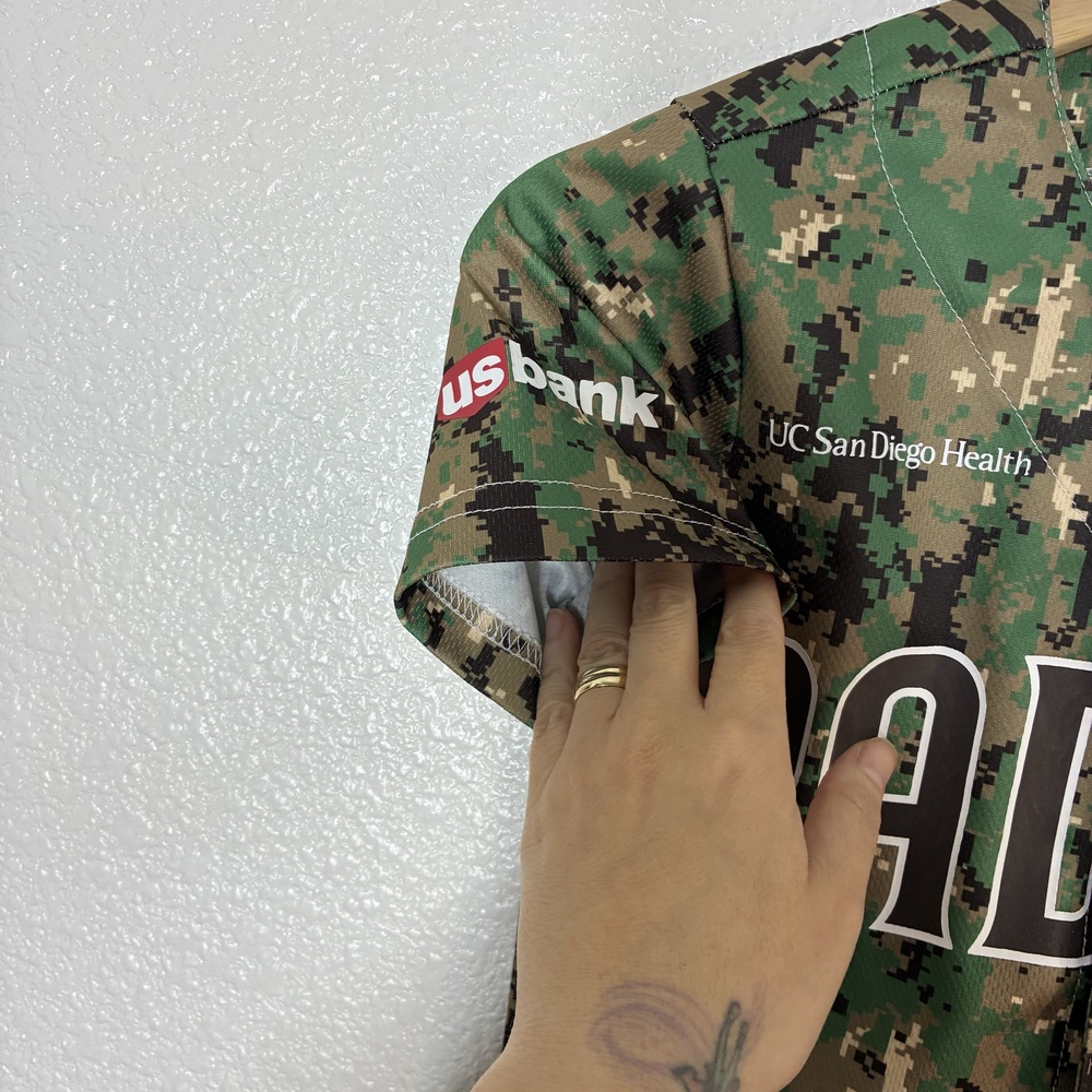San Diego Padres Jersey Youth Small Green Camo MLB Baseball Ramasamy 4 BDA Boys - Picture 9 of 13